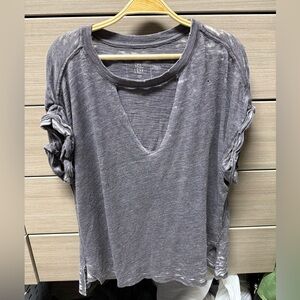 We The Free Distressed Gray Short Sleeve Tee